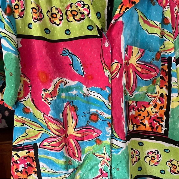 summer print shortsleeve blouse - Picture 3 of 3